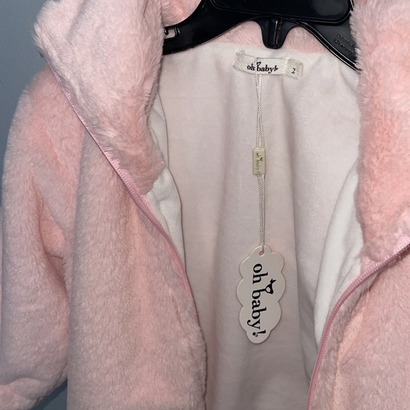 oh baby! Tahoe Snow Bunny Fur Coat in Pale Pink - Sz 2 - Picture 3 of 8